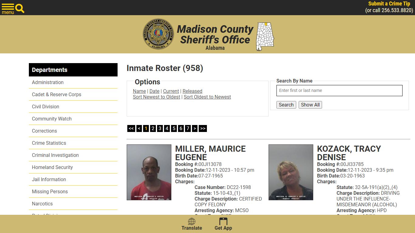 Inmate Roster - Madison County Sheriff's Office